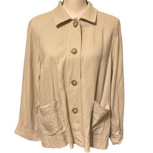 Pendleton Linen & Rayon Lightweight Blazer Jacket in Khaki Large Petite